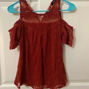 Red Off the Shoulder Tank Top Small